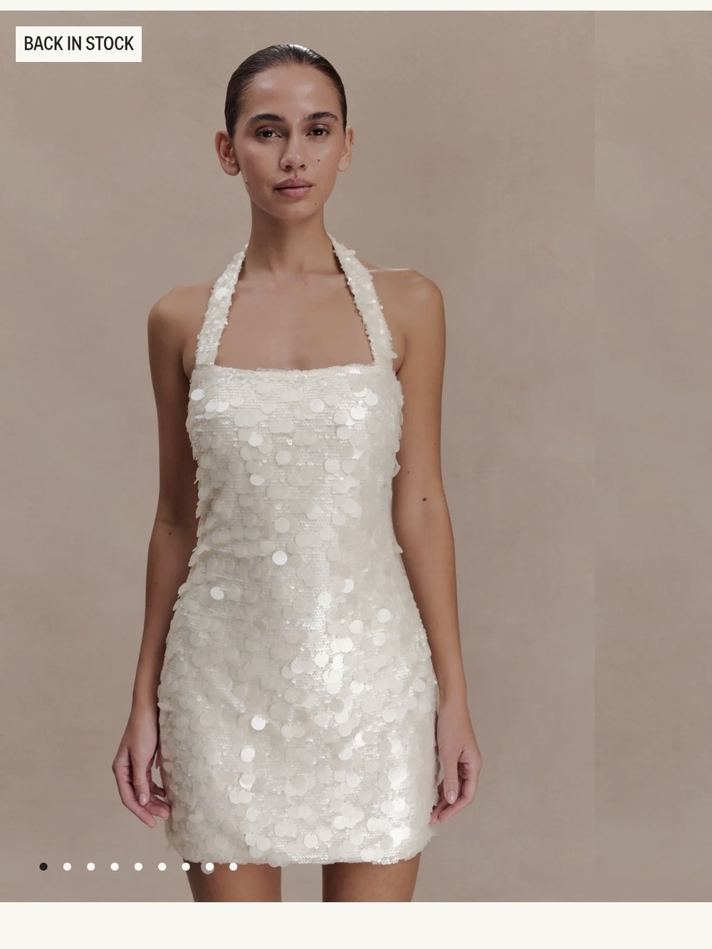 Meshki Sequin Halter Mini Dress in Ivory